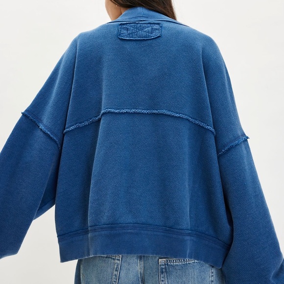 Free People We the Free Lou Day Cardi in Indigo Pura - Picture 2 of 8